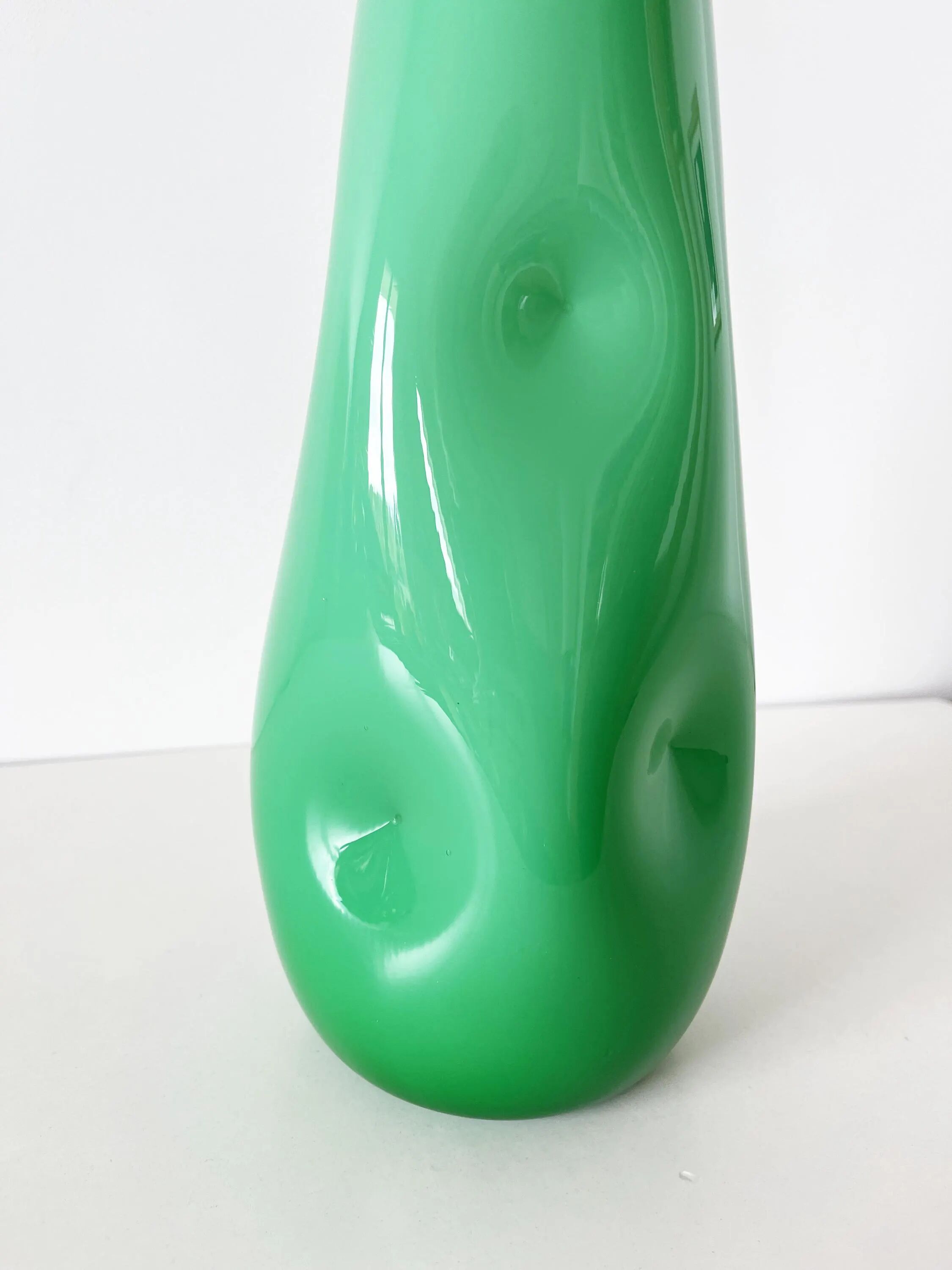 Green opaline Italian bottle 1960 EMPOLI
