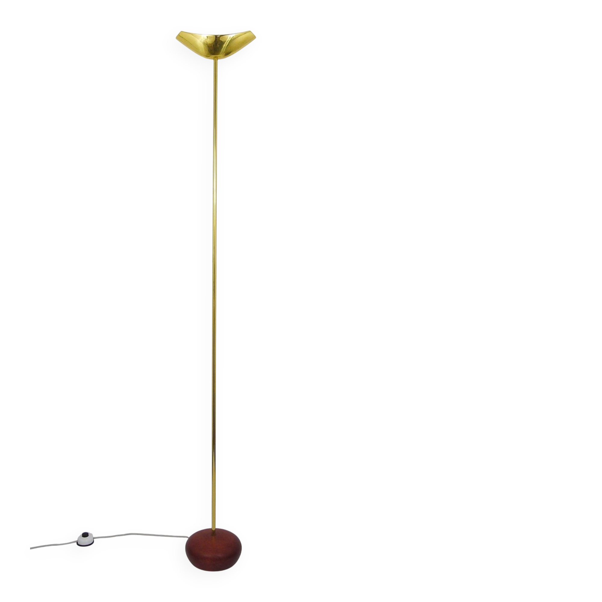 Postmodern floor lamp in brass and wood by Rodolfo Dordoni, Italy, 1980s.
