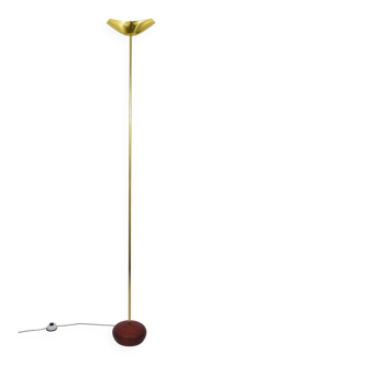 Postmodern floor lamp in brass and wood by Rodolfo Dordoni, Italy, 1980s.