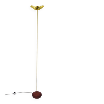 Lampadaire sur pied en laiton et bois postmoderne Rodolfo Dordoni, Italie, années 1980
