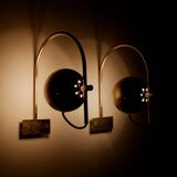 Pair of brass eyeball wall lights