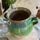 Glazed green confit pot