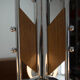 Wood and chrome functionalist chandelier, 1940s