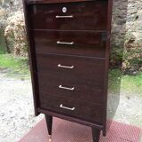 Vintage rag chest of drawers in varnished mahogany