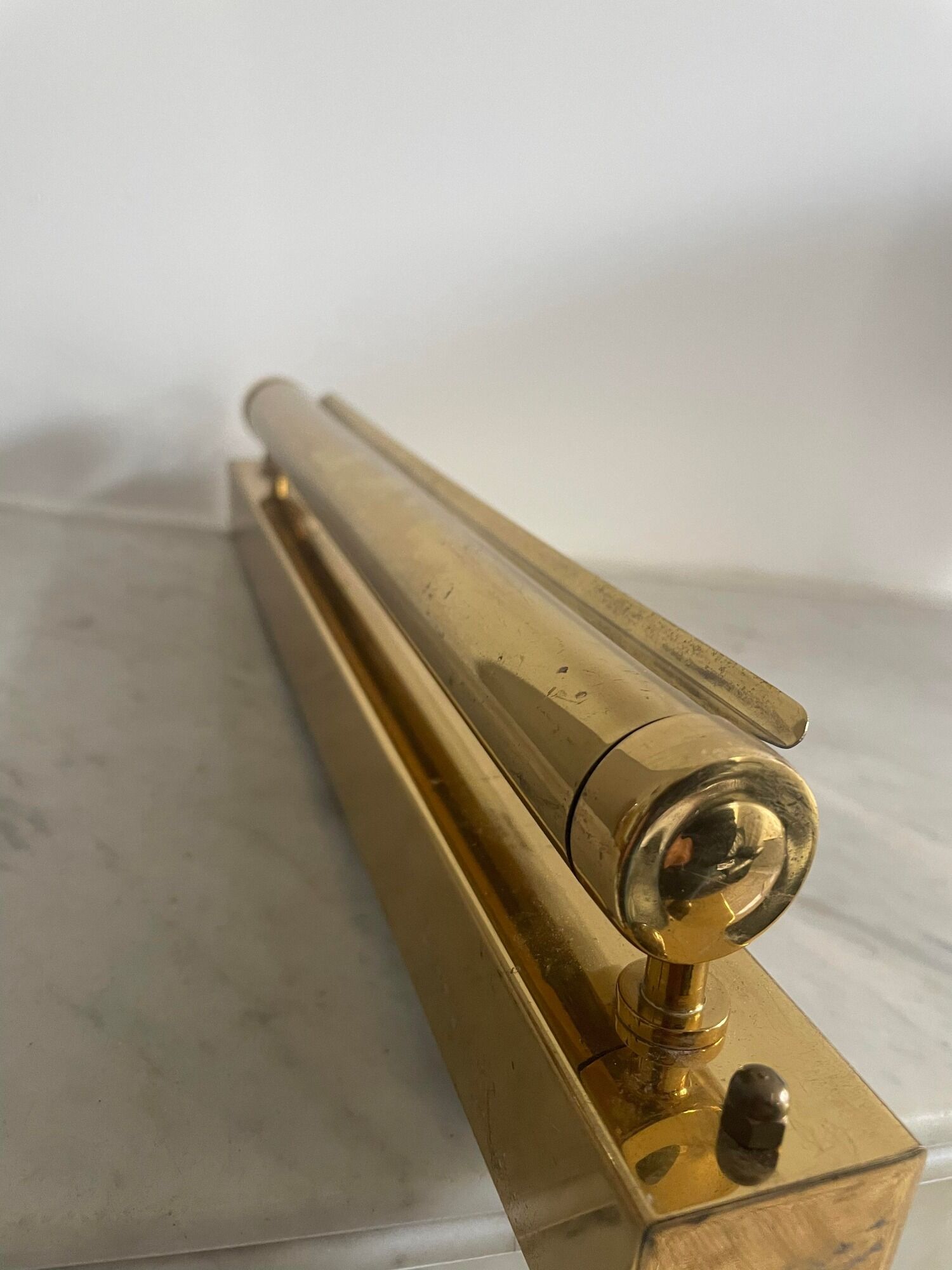 Vintage adjustable matt golden brass wall lamp, CVL, France 1980