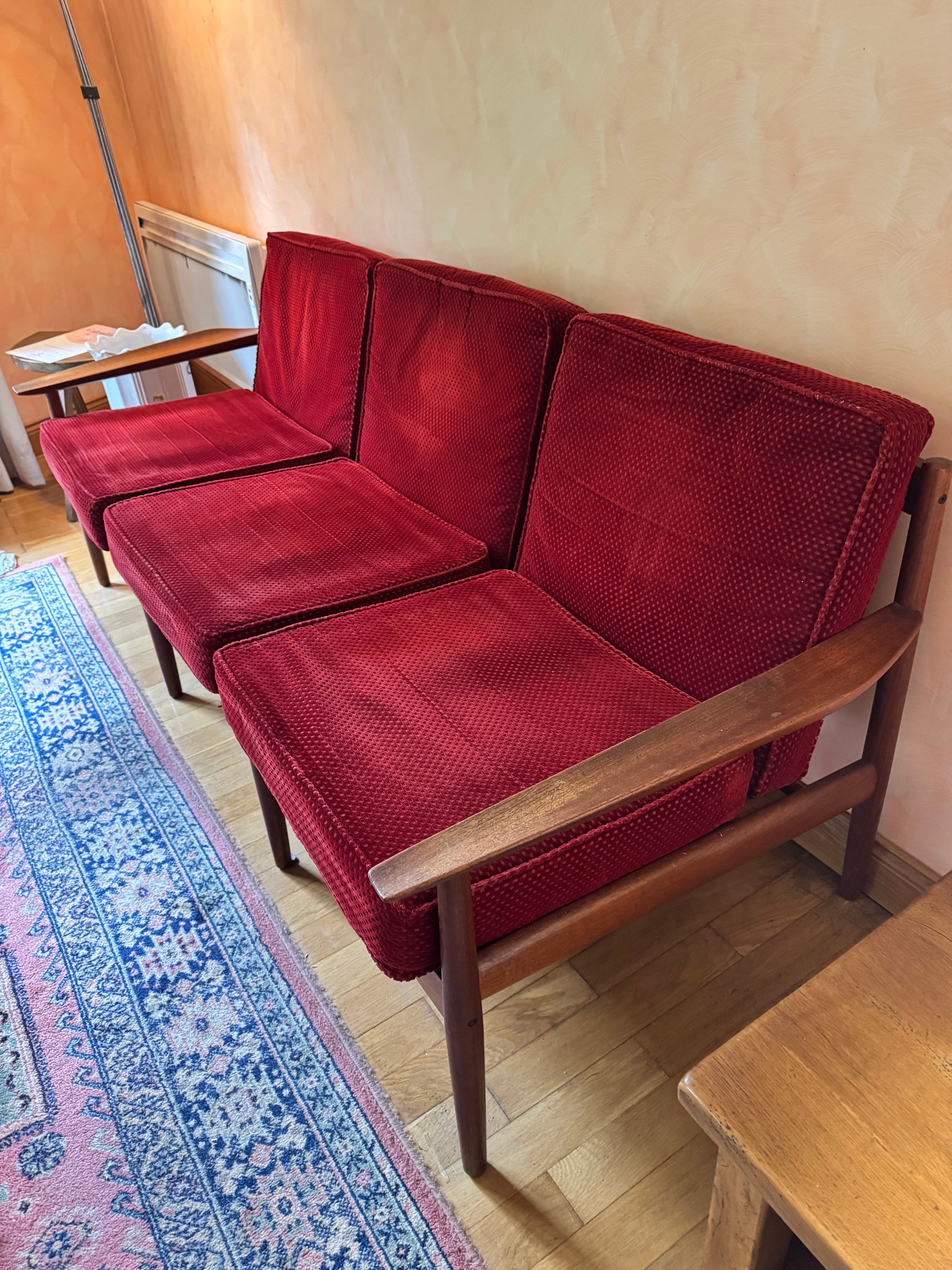 Sofa set with armchair and pouf by Arne Vodder for Glostrup.