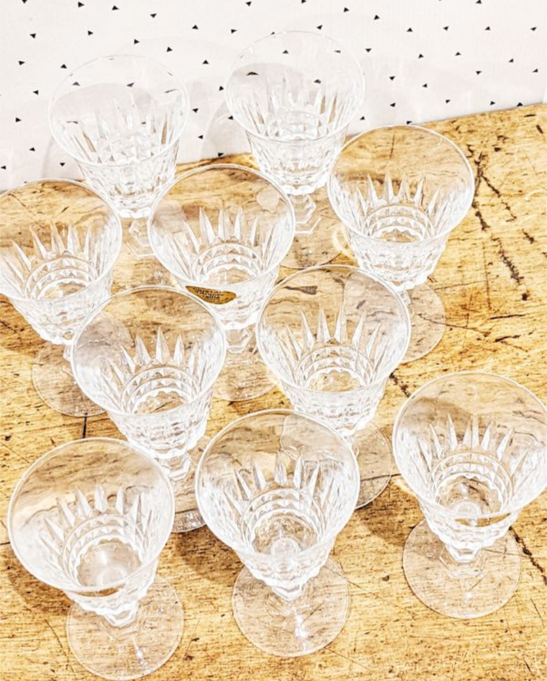 10 vintage liquor glasses, Cristal d'Arques