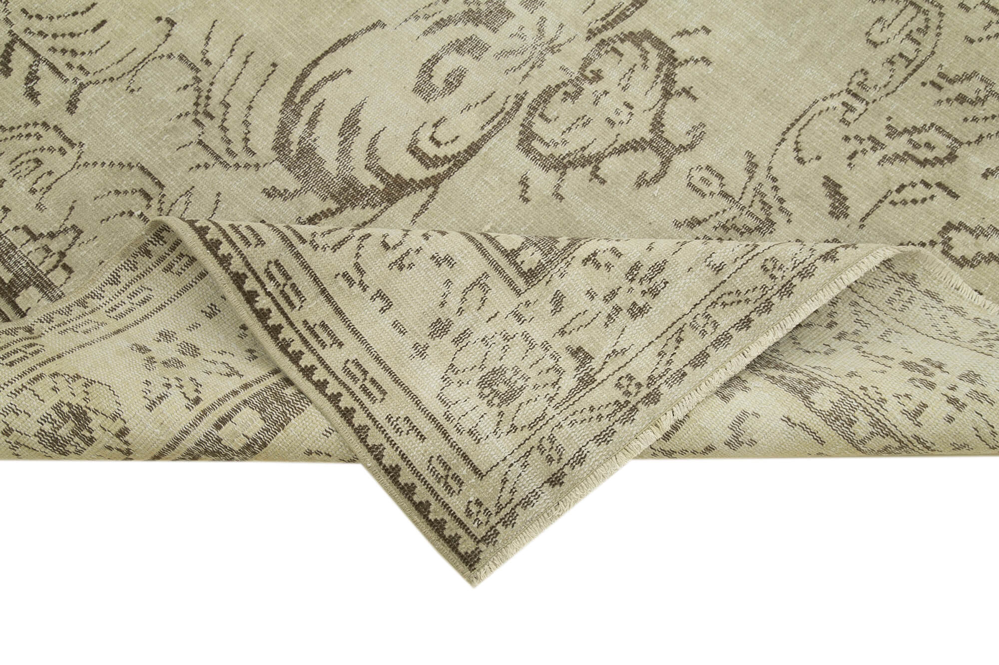 Handmade antique oriental beige carpet 186 cm x 265 cm