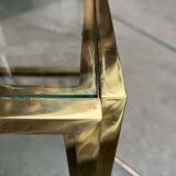 Cube side tables in brass and glass in the French Hollywood Regency style by Maison Charles, 1970s, set of 2.