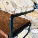 Vintage metal and wood wall shelf, Scandinavian circa 60