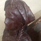 Pair of old andirons, Alsatian busts