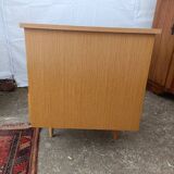 Desk 70s light wood opening to 3 drawers