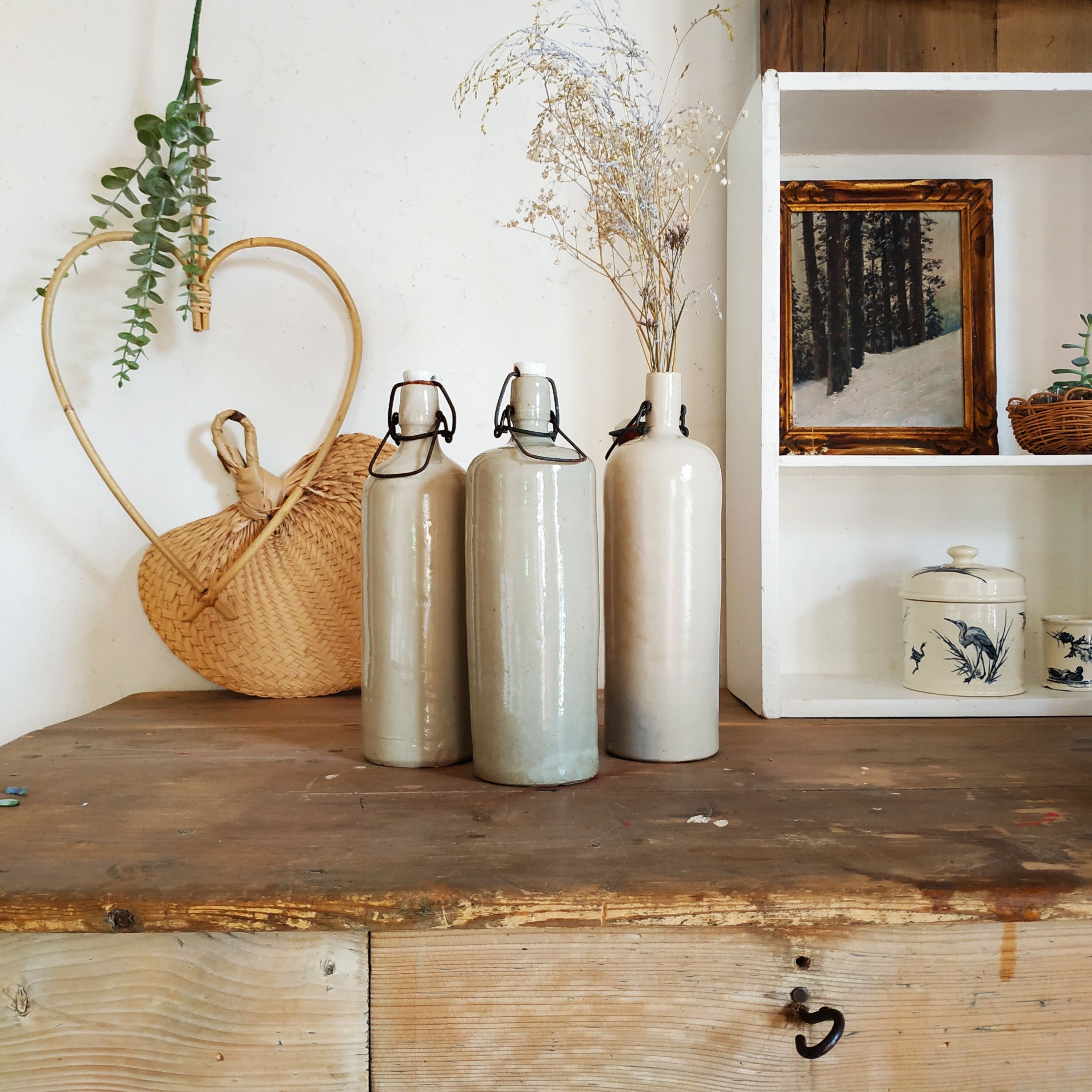 Lot of three old sandstone bottles