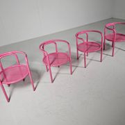 Set of 4 pink Locus Solus chairs by Gae Aulenti for Poltronova, 1960s.