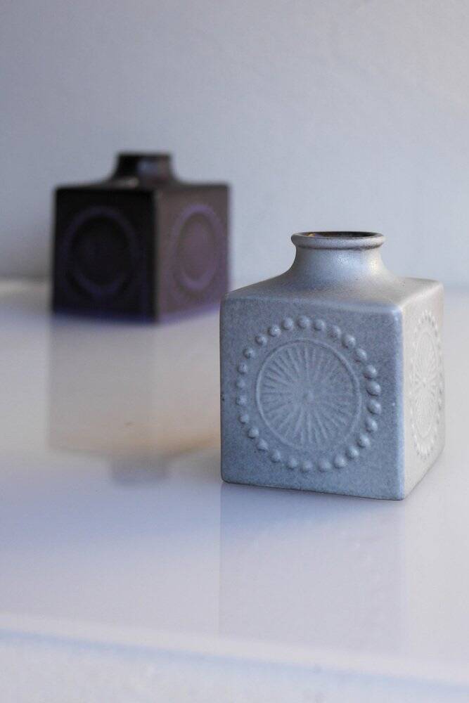 Mid-century Scandinavian modern art pottery vases in ceramic by Göran Andersson for Upsala Ekeby, Sweden, 1970s, set of 2