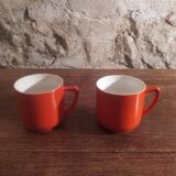 2 small orange cups made in Czechoslovakkia