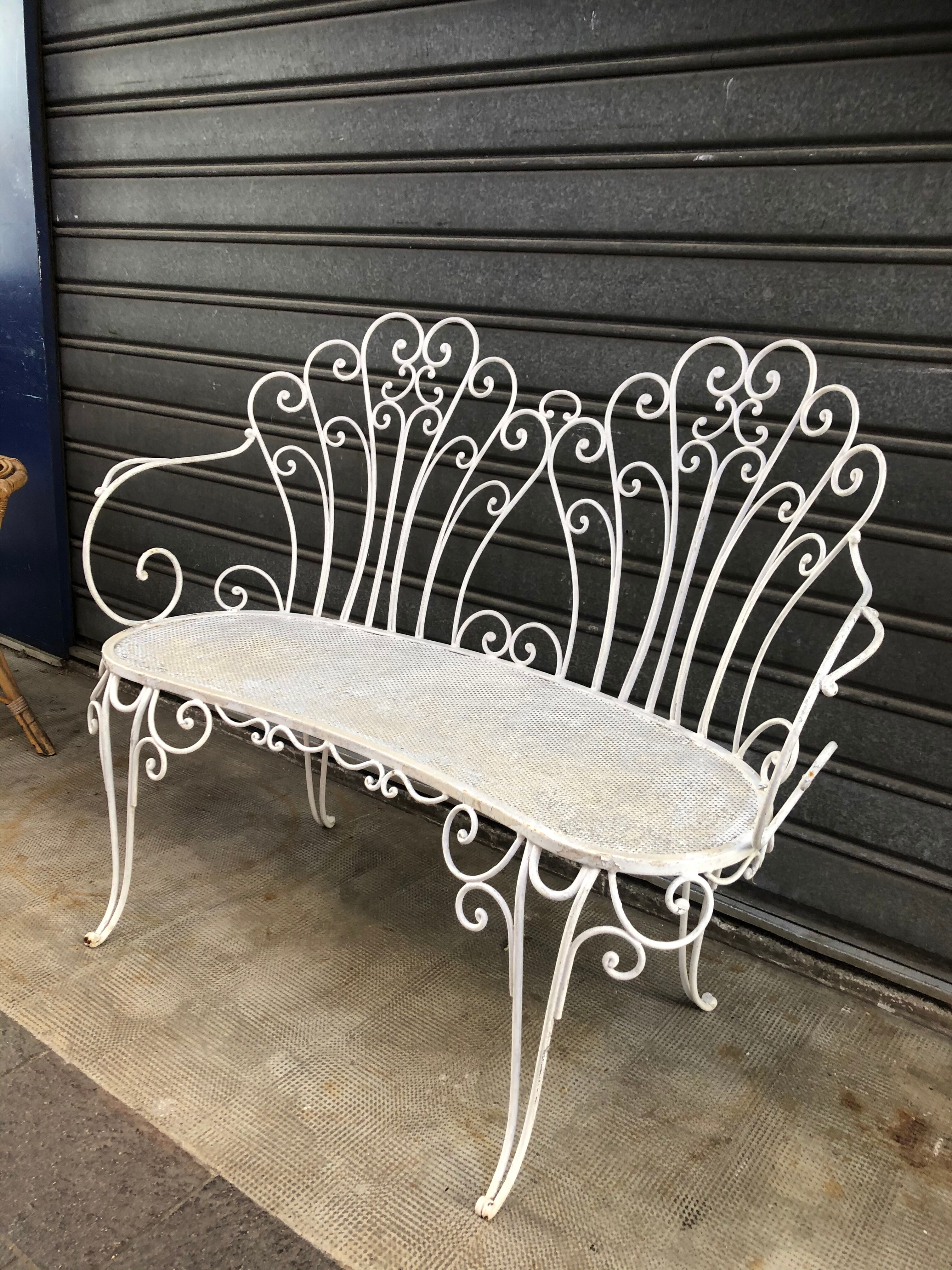 Banquette 2 place en fer forgé années 1960