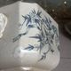 Ancienne base de sucrier faïence patinée motif floral bleu Digoin