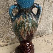 Vase amphore en barbotine, céramique émaillée de style vallauris vintage