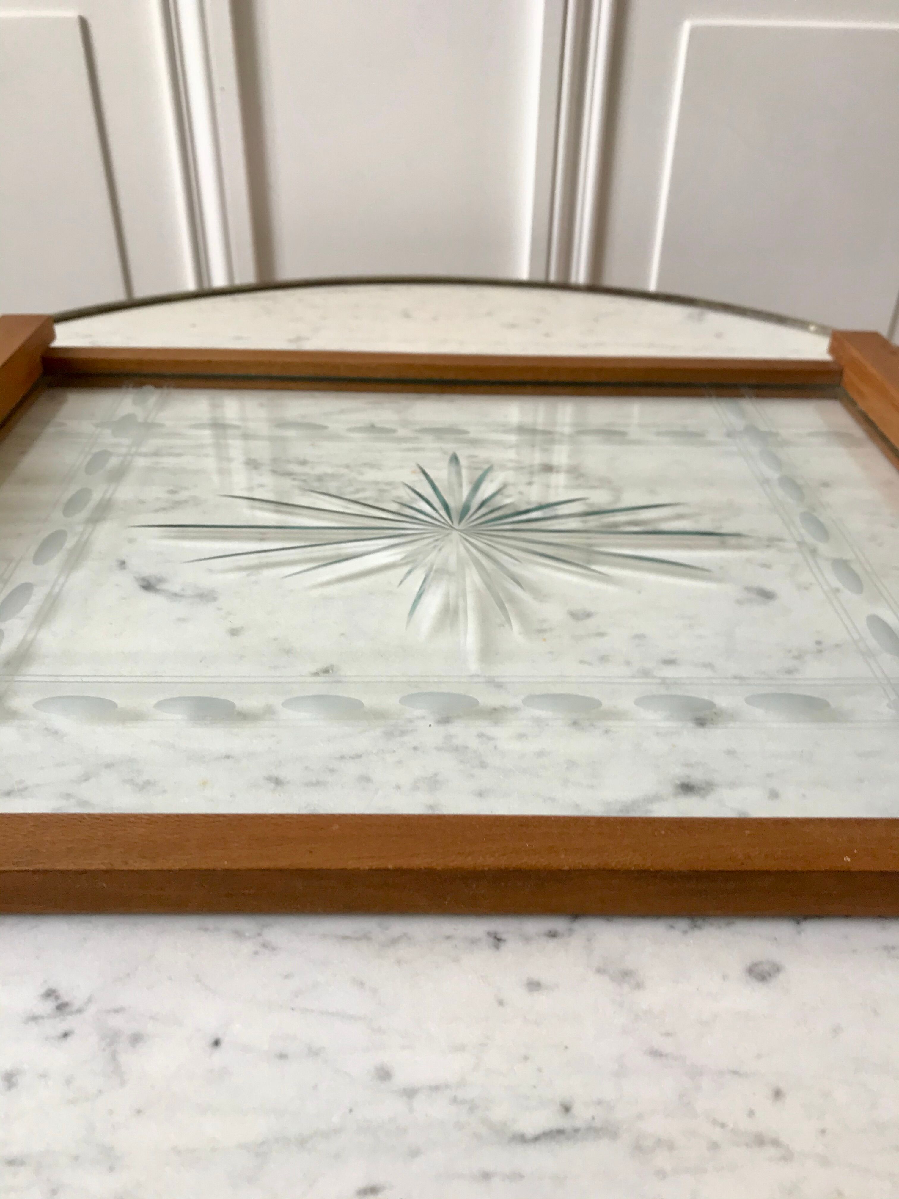 Wooden top and art deco glass 30s