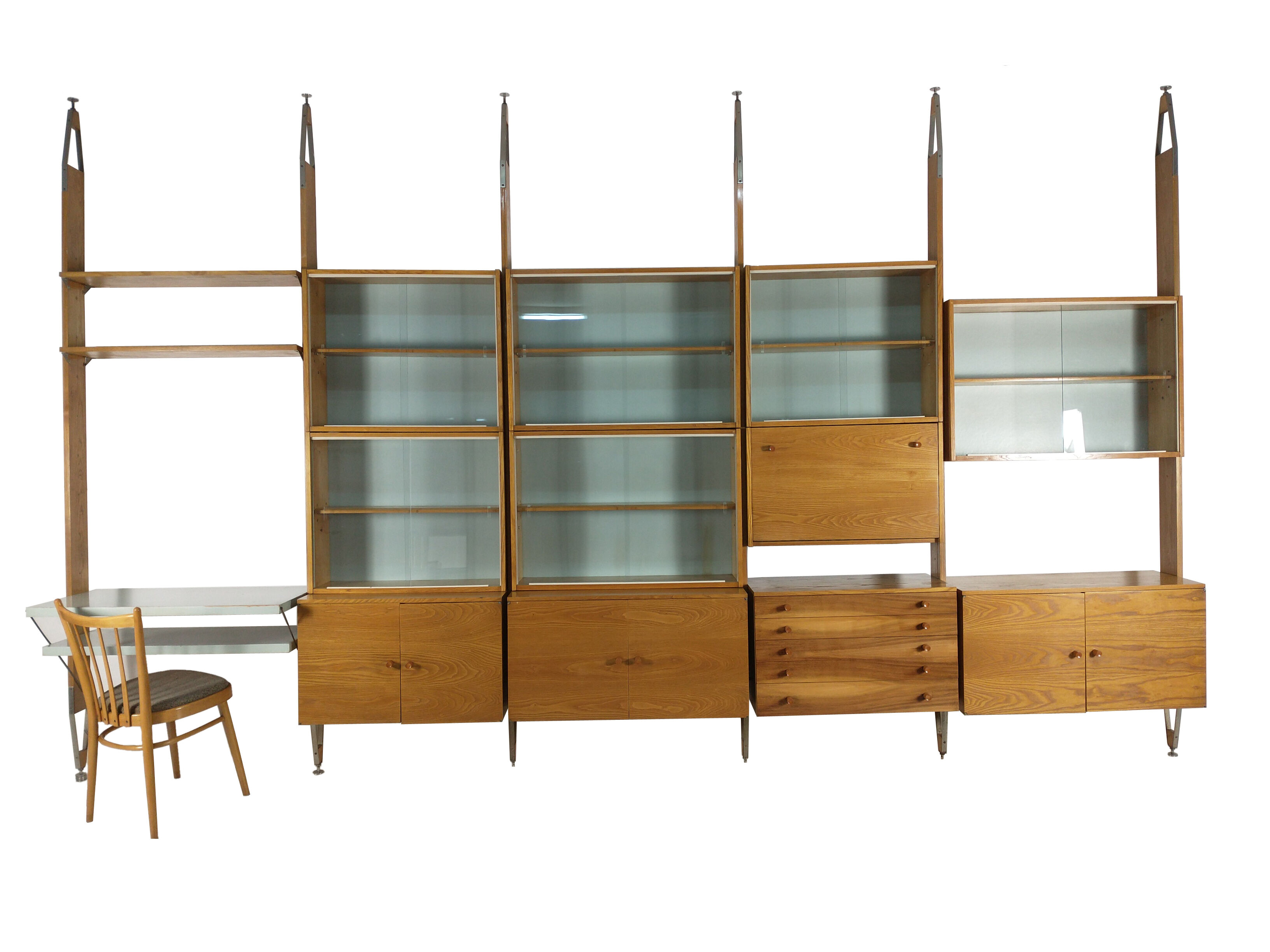 Unité murale modulaire vintage par Jitona, années 1960, ensemble de 6