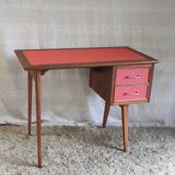 Teak desk with compass legs - 60s/70s