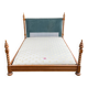 Wooden canopy bed with velvet headboard 190 cm / 140 cm