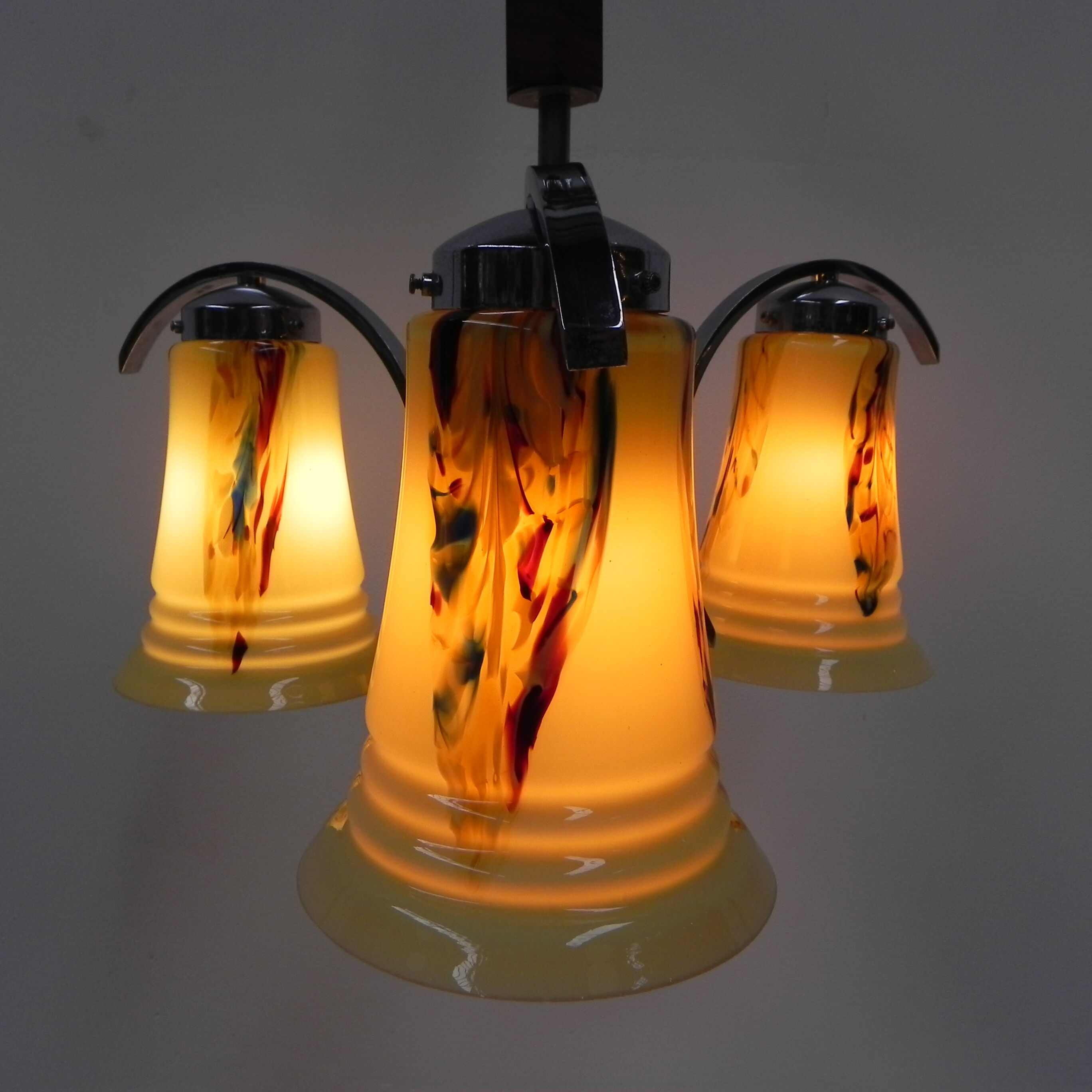 Art deco hanging lamp in glass