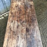 Old coffee table from the Guérandais region in solid oak with 2 front drawers