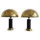 Pair of Mid Century Modern table lamps in brass and leather 1960