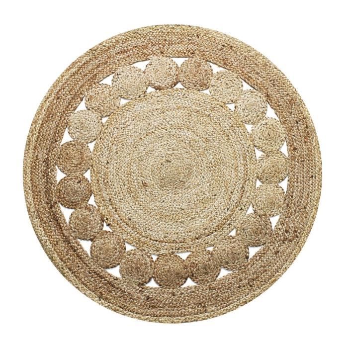 Bohemian round jute carpet 120 cm