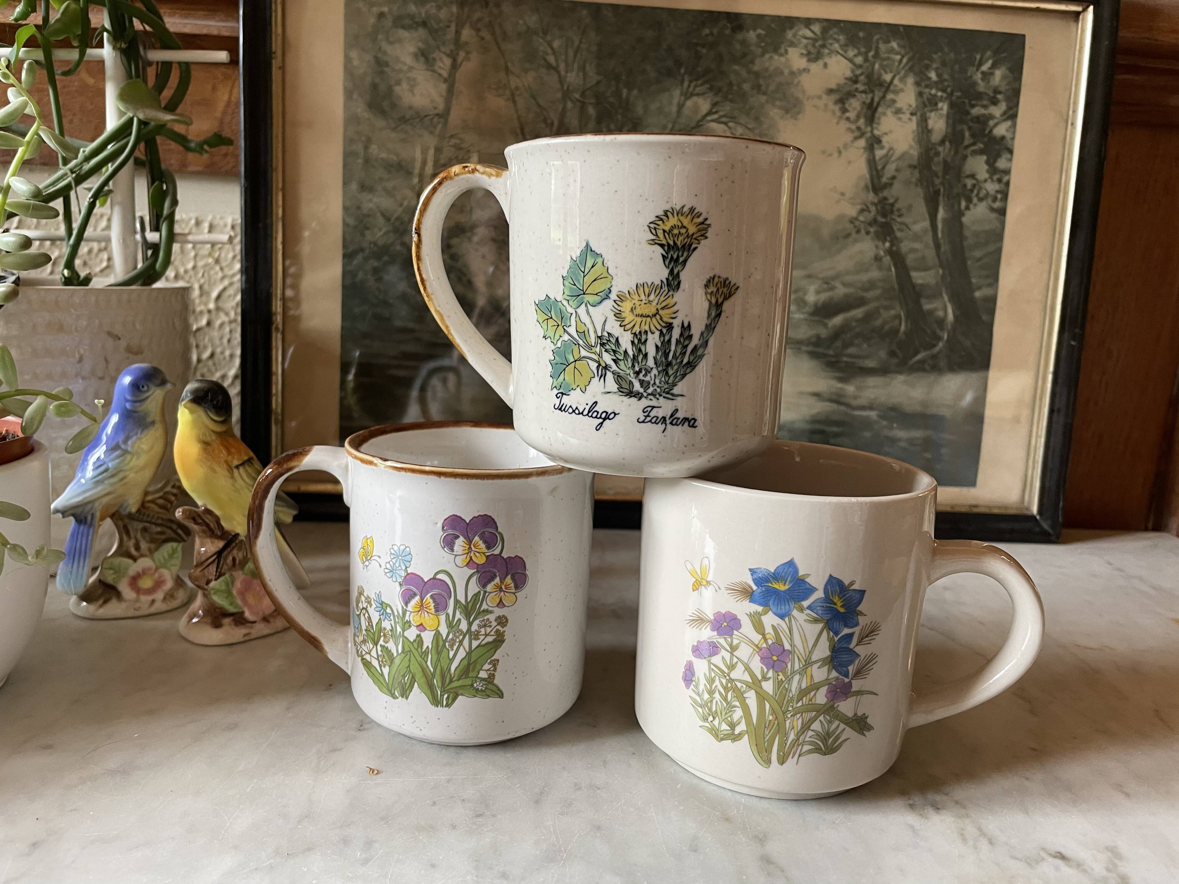 3 vintage stoneware mugs