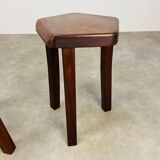 2 brutalist elm stools by Aranjou