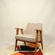 Vintage armchair brown granola oak wood design by Chierowski 366