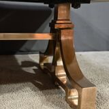 Table basse en laiton et travertin, époque Art Déco, 1930