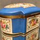 Domed porcelain box polychrome floral decoration on blue background brand Sèvres