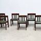 Green leather brutalist dining chairs