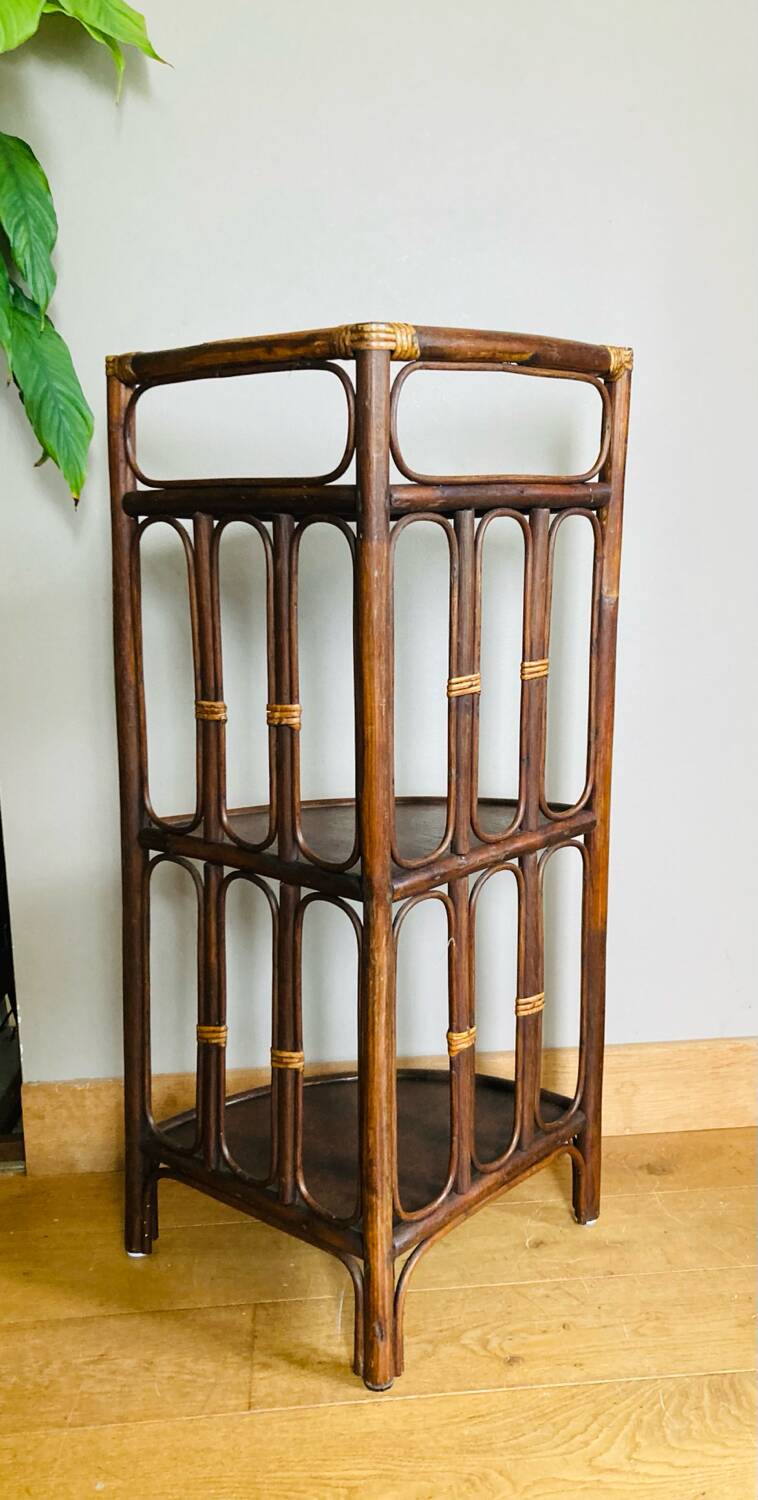 Vintage bamboo and rattan corner shelf 1960s/70s