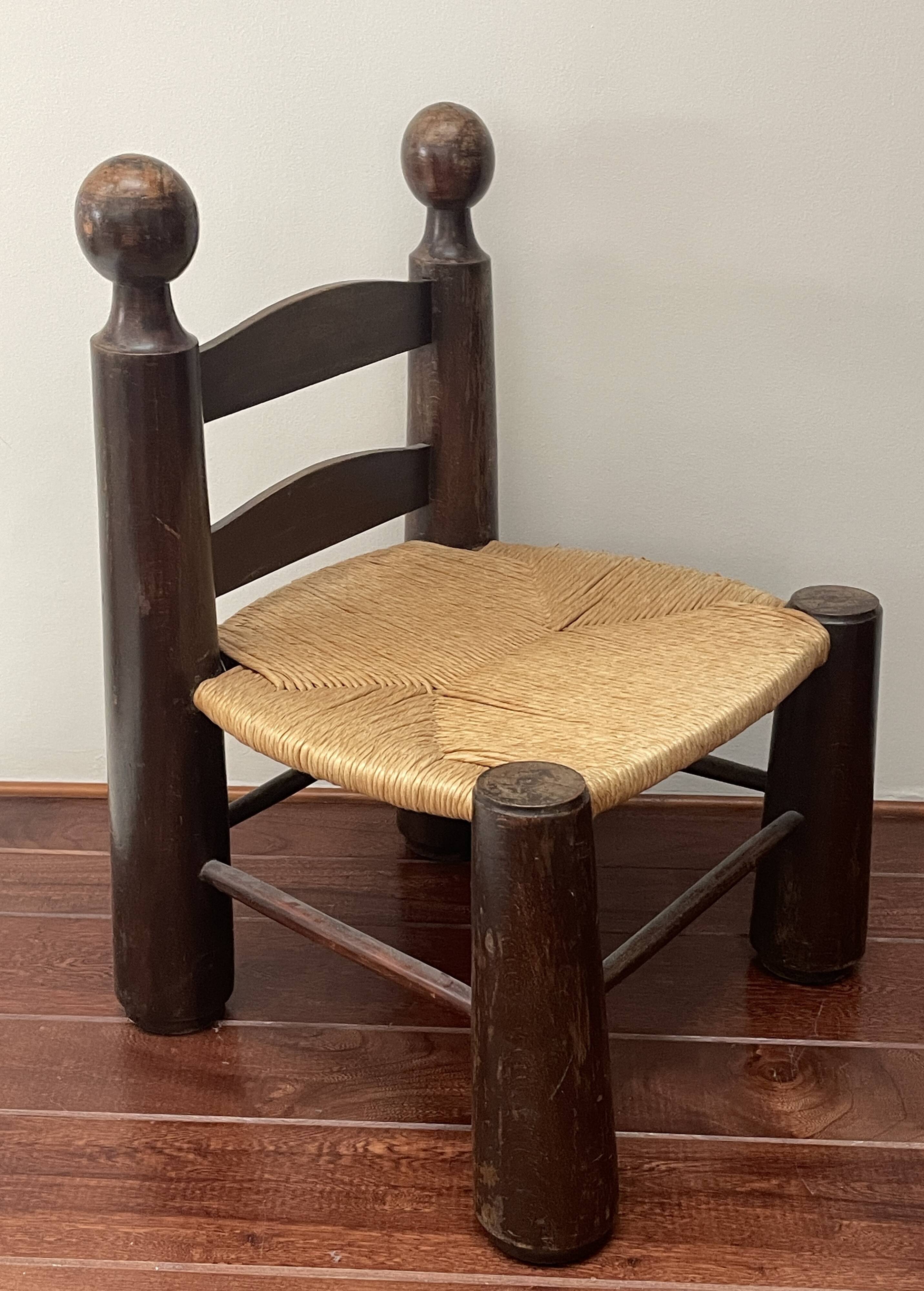 Brutalist low chair attributed to Charles Dudouyt, around 1940.