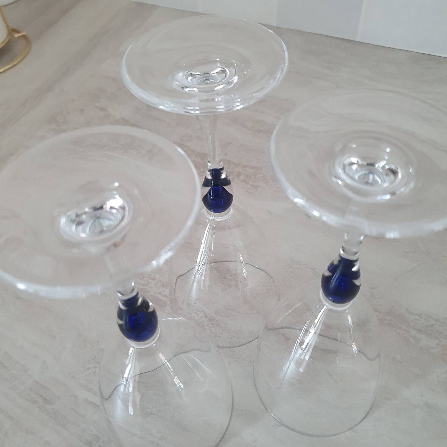 3 wine/water glasses Crystal d'Arques model Venice Sapphire blue