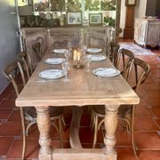 Large Restored Solid Oak Dining Table – Whitewashed Finish