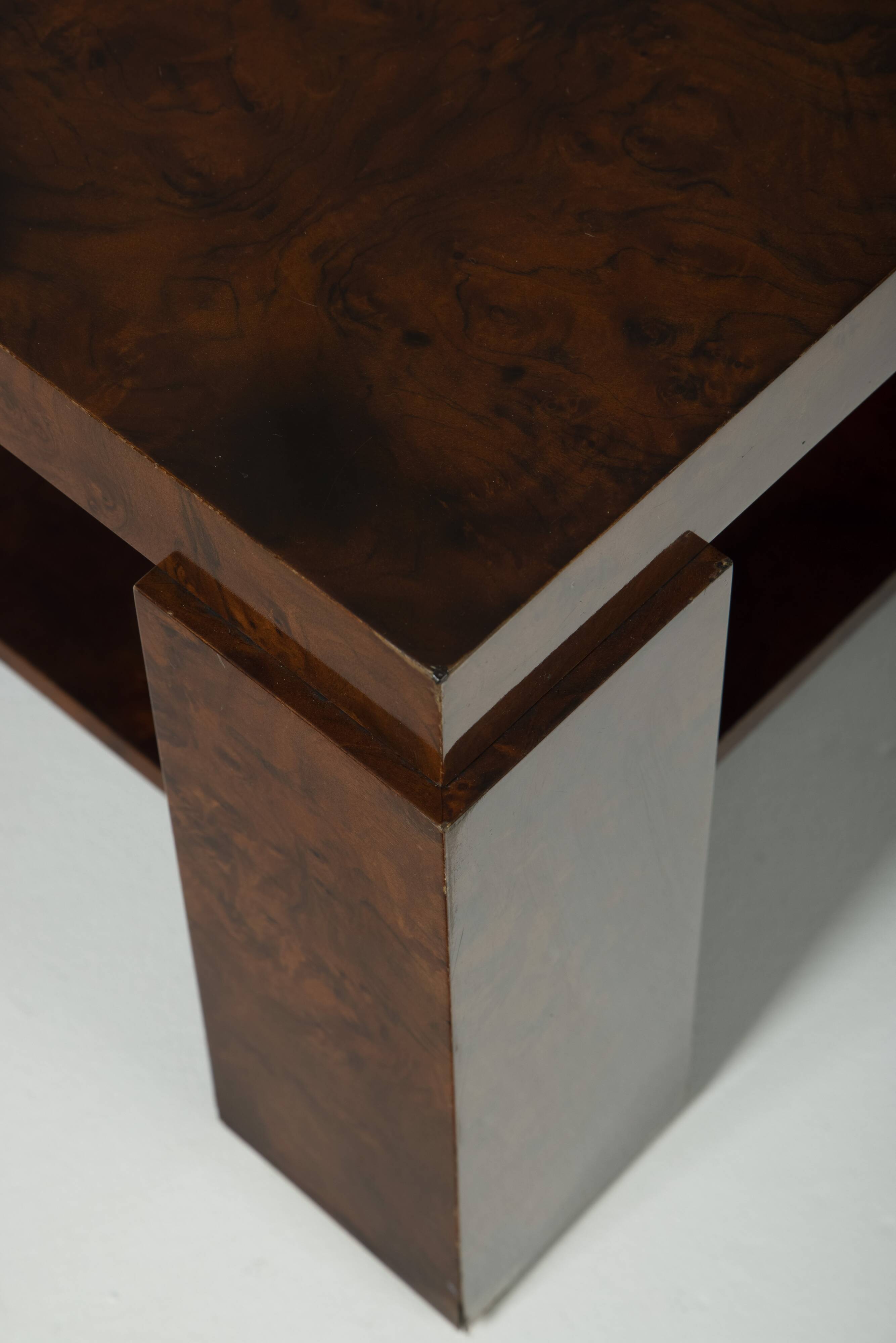 Lacquered elm magnifying glass coffee table, 1970s