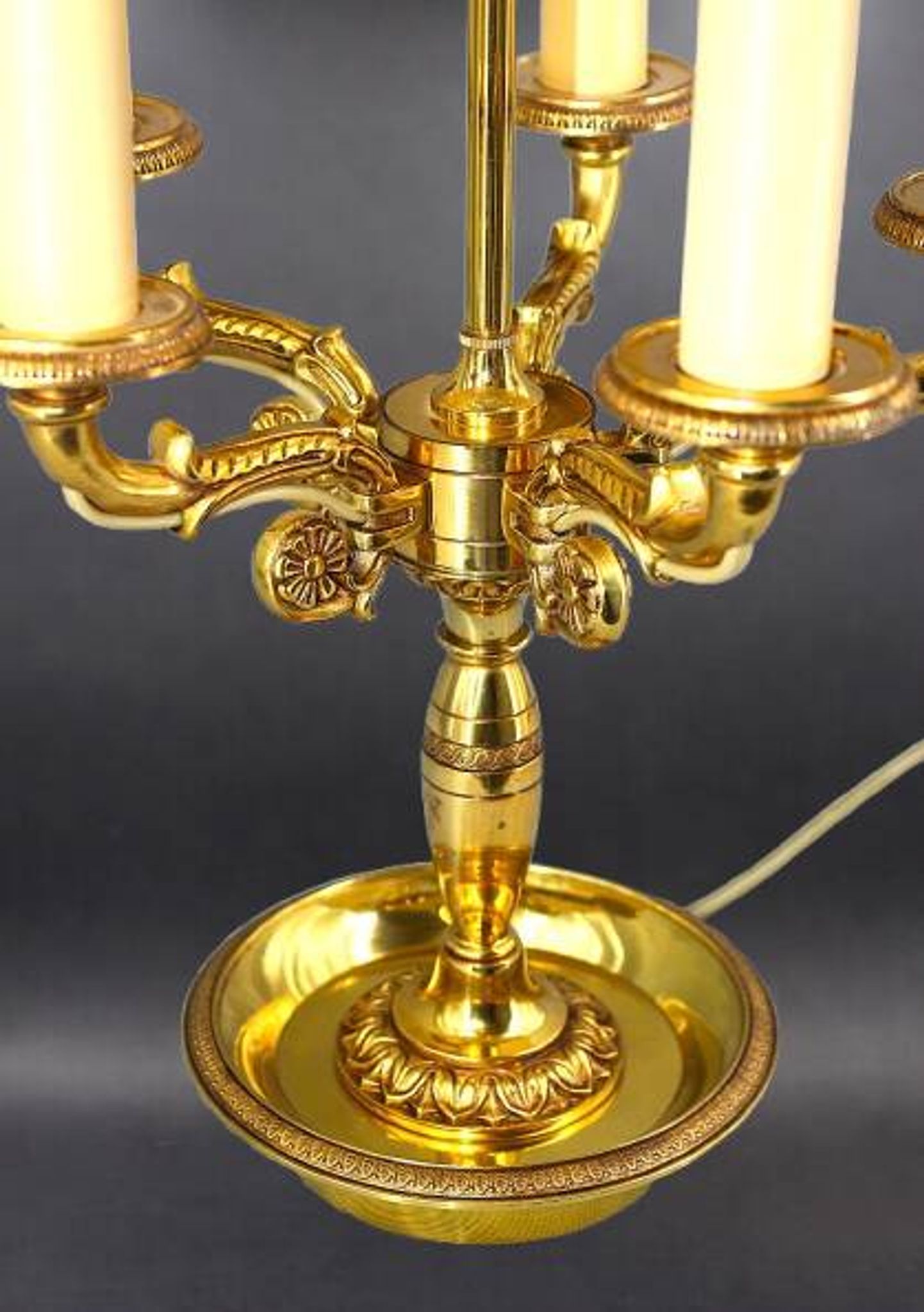 Lampe Bouillotte en Bronze Massif de Style Empire Cinq Lumières * Lucien Ga