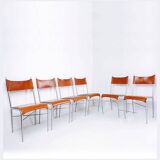 Set of 6 of italian vintage Arrben dining chairs, 1980s - Cognac Leather