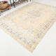 7x10 beige & navy blue vintage rug, 215x302cm