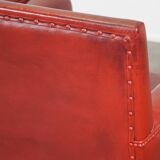 Set of 2 red-colored design armchairs made of sheepskin leather