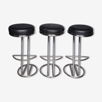 3 bar top stools metal chrome design 1970/80