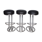 3 tabourets haut de bar metal chrome design 1970/80