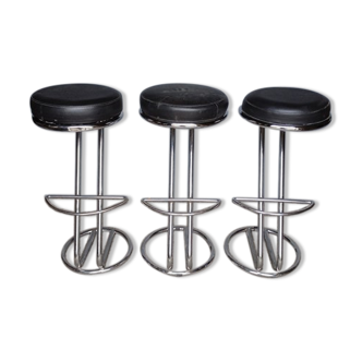 3 bar top stools metal chrome design 1970/80