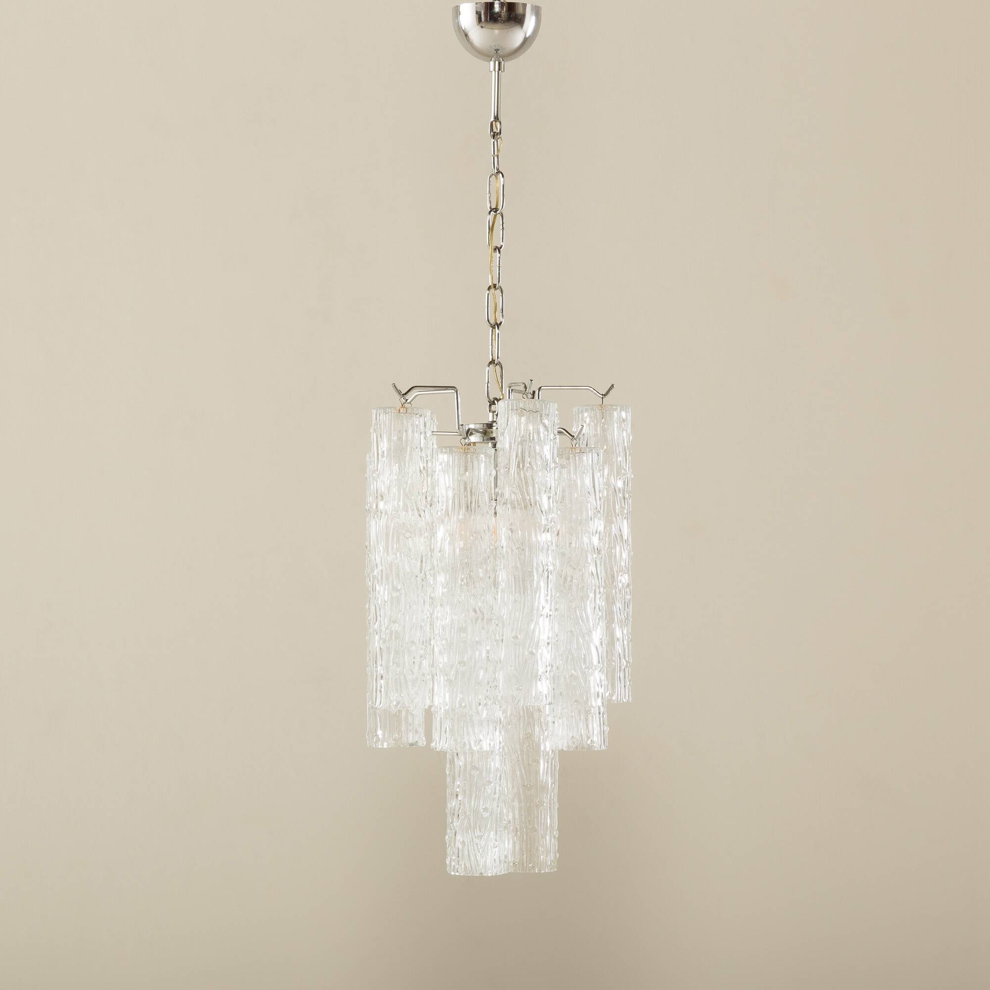 Chandelier en verre Tronchi de Venini, années 1970